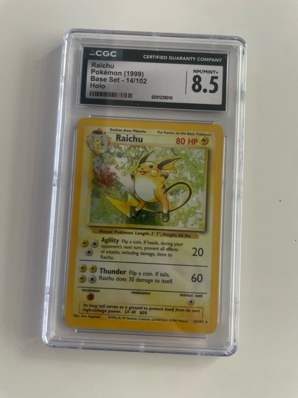 Raichu Pokémon Card 1999 Base Set Holo 14/102 CGC